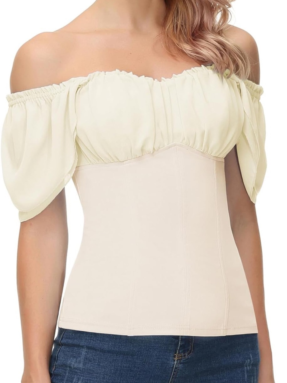 Scarlet Darkness Off Shoulder Flutter Short Sleeve Square Neck Peasant Blouse
